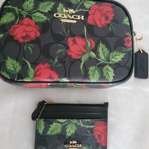 Coach Fairytale Rose Camera Bag And Matching Card Holder